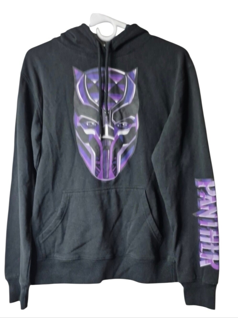 EUC Marvel Black Panther Graphic Pullover Hoodie Sweatshirt Black Unisex Sz L